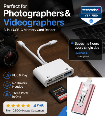 💾🔌 3-in-1 USB-C Memory Card Reader – 50% OFF! Read SD, microSD & CF cards – plug & play, fast transfer. 🔥📱