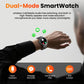 Men's military-style smartwatch with a 1,100-mAh battery, 1.7-inch AMOLED display, LED flashlight, IP68 water resistance, fitness watch with phone functionality, over 110 sport modes, heart rate and sleep tracking, compatible with iOS and Android