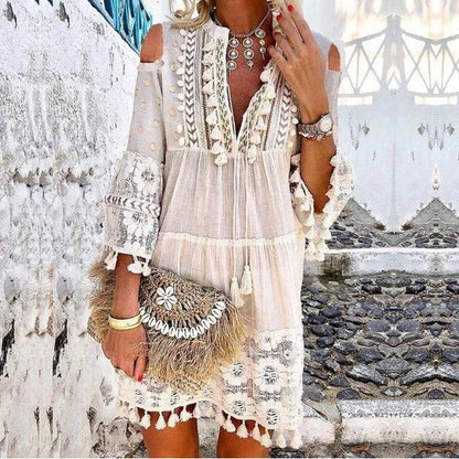 ⏳Tijdgebonden special⏰Dames losse katoenen linnen geborduurde jurk🌸👗