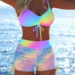 📢📢Laatste dag – 50 % korting!! ⏰Damesbikiniset – topje met strikjes & boyshorts, diverse ontwerpen🩱 Voor op het strand & bij het zwemba