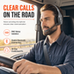 Wireless Bluetooth Call Center Headset with ENC Environmental Noise Cancellation and Auto Pairing for Customer Service and Truck Drivers