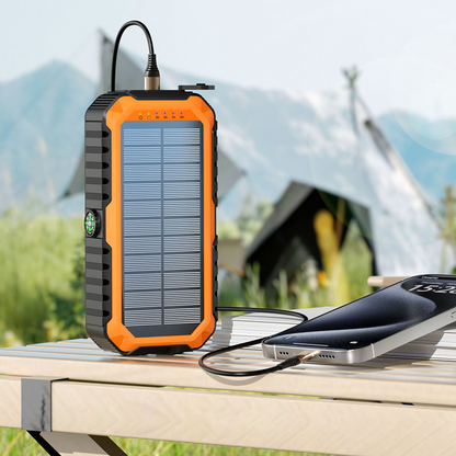 🔋 LIMITED-TIME 50% OFF ☀️ Solar Power Bank — Built-In Cables, Flashlight, 20000mAh