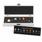 Natural Crystal Spheres Solar System Planets Set with Wooden Gift Box Mineral Specimens for Science Education Desk Decor