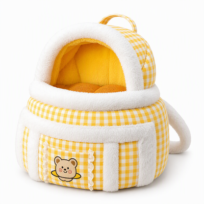 Fleece Lined Pet Carrier Backpack Soft Warm Cat Front Carrier Bag with Hand Warmer Pocket for Autumn and Winter