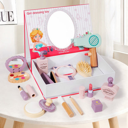 📢📢50% OFF !! ⏰Kids Wooden Pretend Play Makeup and Hair Salon Dressing Toy Set