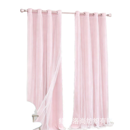 Double Layer Blackout Curtain with Sheer Overlay Grommet Top Window Panel for Bedroom and Kids Room