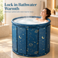Portable Folding Bathtub for Adults Large Thickened Insulated Soaking Tub with Cushion and Drain Pipe