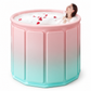 Portable Folding Bathtub for Adults Large Thickened Insulated Soaking Tub with Cushion and Drain Pipe